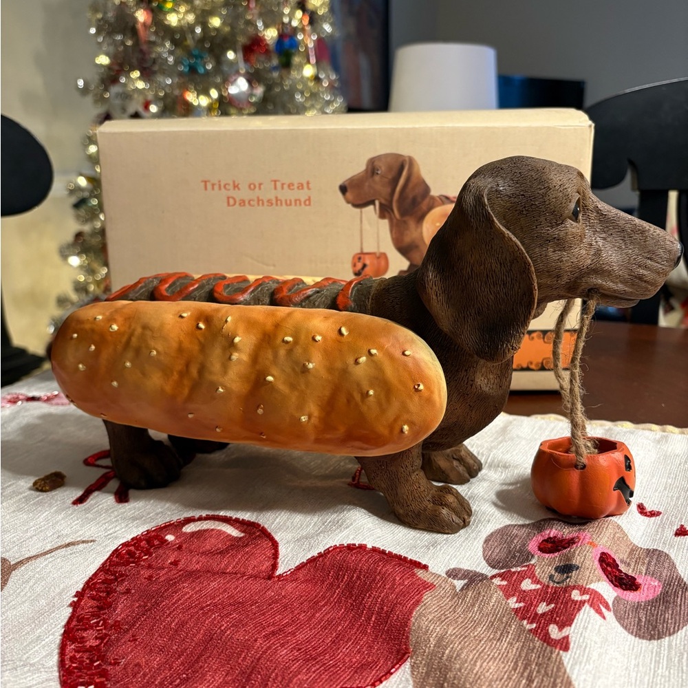 Cracker Barrel Dachshund Hot Dog Costume Figurine Halloween